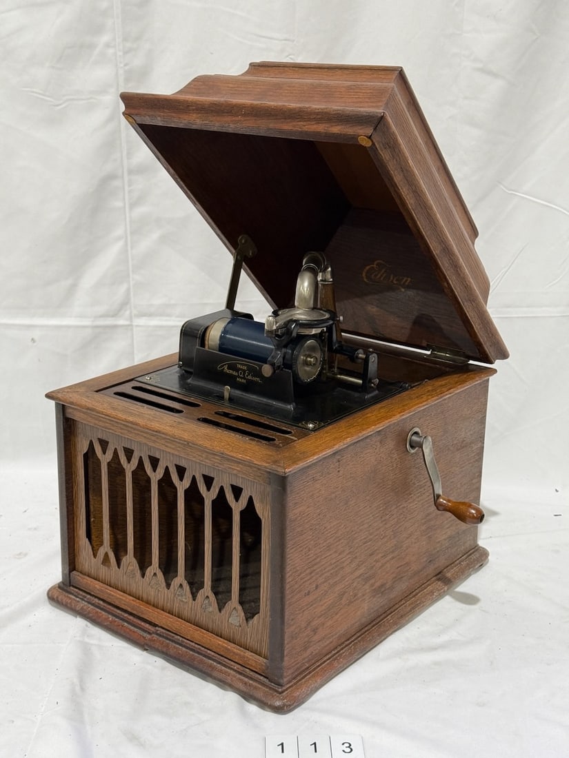Edison VIII Amberola Cylinder Phonograph: Oak, Reproducer, crank. SN-2173