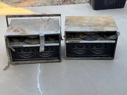 (2) Large Shure Model SR112B Compact Wide Speakers: According to the family of James Bragg estate these were salvaged from the Johnny Carson/Jay Leno studio in Burbank. Jim Bragg was a longtime NBC Burbank cameraman. Unfortunately no other provenance i