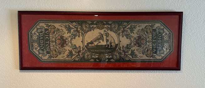 1920's RCA Victor Advertising Table Runner - Framed