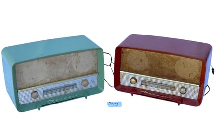 (2) Marconi Model 406 Bakelite Tube Radio