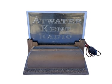 Atwater Kent Lighted Glass Dealer Advertising Sign