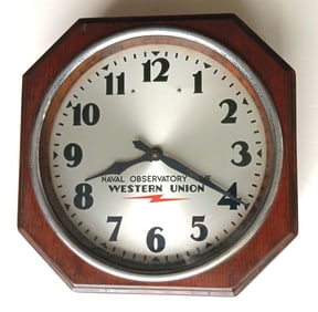 Western Union Octagon Wall Clock