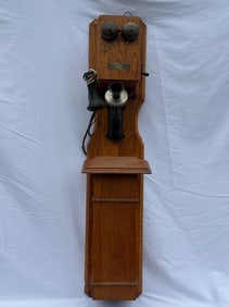 Chicago Telephone Supply Co. Oak Tandem Wall Telephone