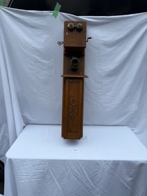 Large Swedish American Oak Wall Telephone