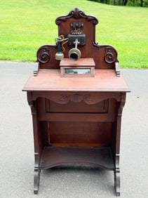Stromberg Carlson Oak Vanity Cabinet Desk Phone
