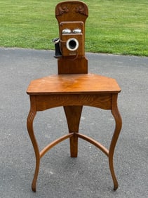 Three Legged Kellogg Oak Table Telephone