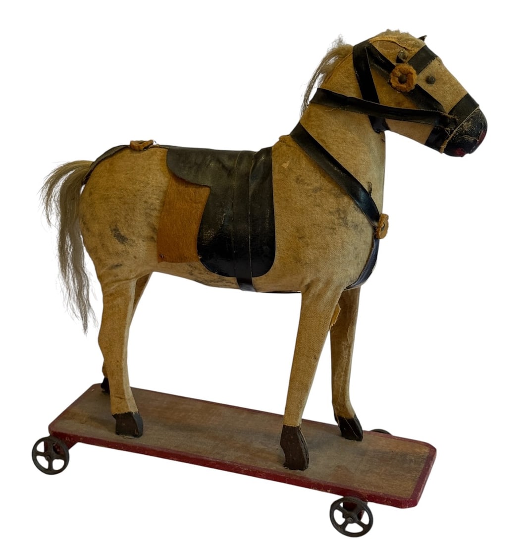 Antique Horse Pull Toy: 13" tall x 12"