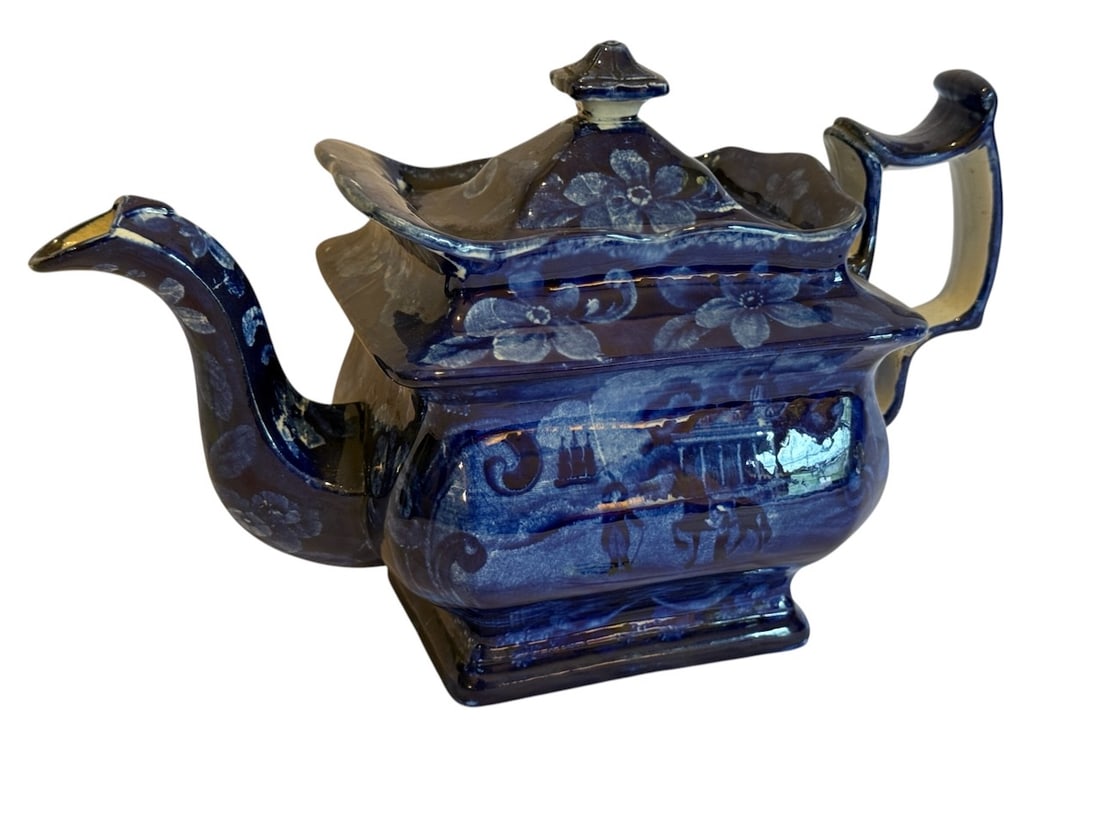 Historical Blue Staffordshire Teapot w/Cover (1 of 4)