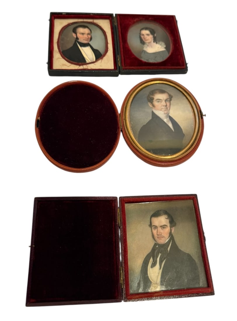 3 Antique Cased Miniature Paintings (1 of 4)