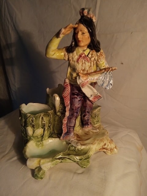 Majolica Native American Smoking. Set (1 of 5)