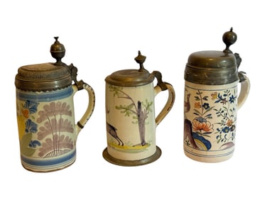 3 Early Porcelain Tankards