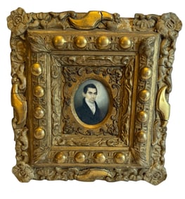 Miniature Portrait Painting & Fancy Gilt Frame