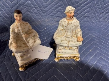 2 Antique French Porcelain Figural Perfume Bottles
