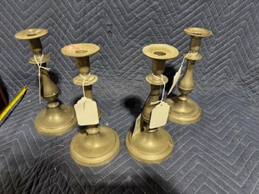 Set of 4 Pewter Candleholders