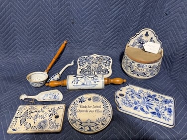 Group of Blue & White Porcelain Kitchen Items