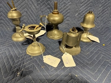 Group of Pewter Whale Oil Lamps