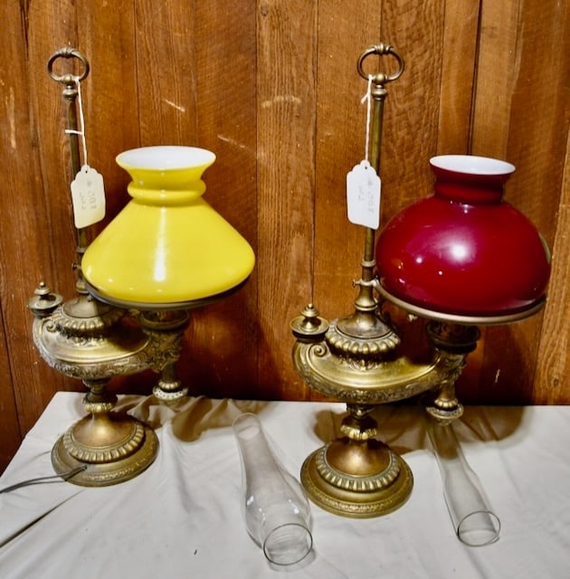 Early Pair of Bronze Alladin-style Lamps (1 of 5)