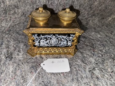 An Excellent Bronze Double Ink Well