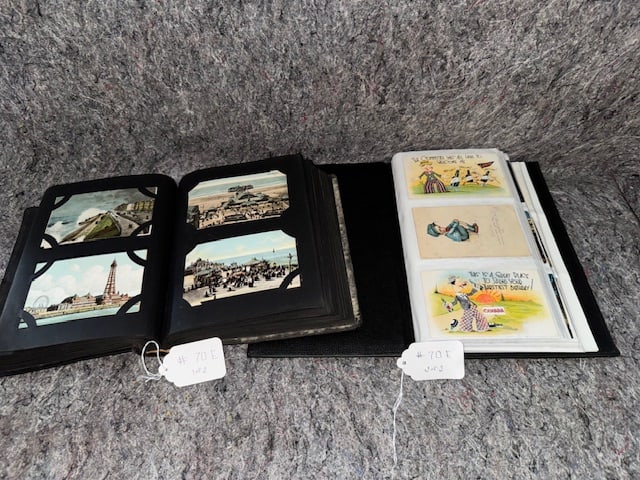 2 Albums of Antique Postcards: Ranging from Holiday Cards to towns and tourism