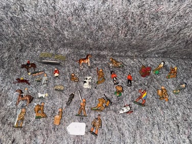 Group of Lead Toy Soldiers and Animals,