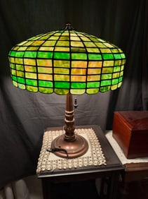Antique Stained and Leaded Glass Table Lamp