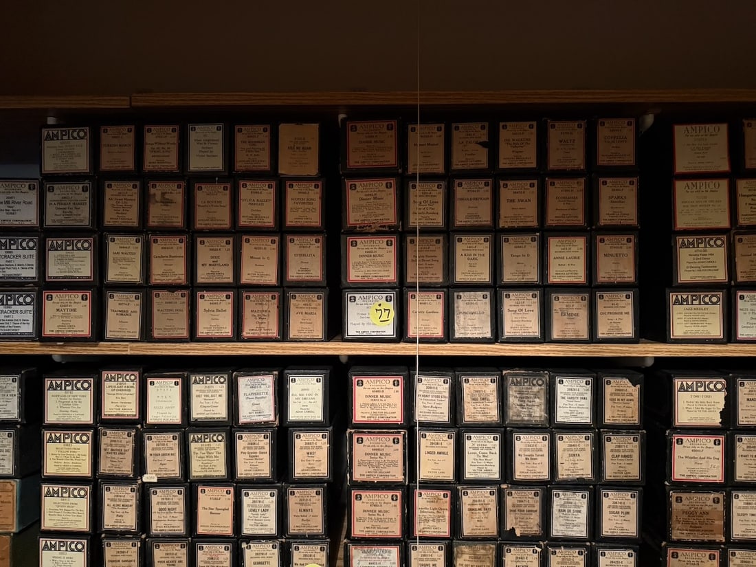 Ampico Reproducing Grand Piano rolls: 89 total. ‘This Lot must be picked up in Fordland, MO on September 28 & 29’