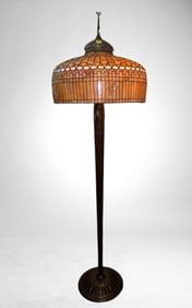 Excellent Floor Model Stained and Leaded Glass Lamp