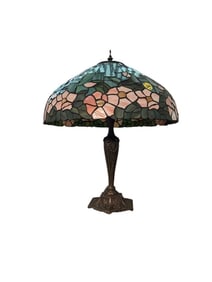 Stained and leaded glass table lamp