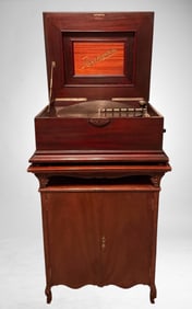 Reginaphone 20-3/4" Disc Music Box and Cabinet