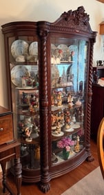 Excellent Antique Curved Glass China Cabinet