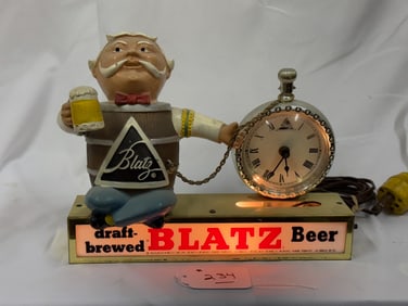 Blatz Beer.  Clock Advertisement