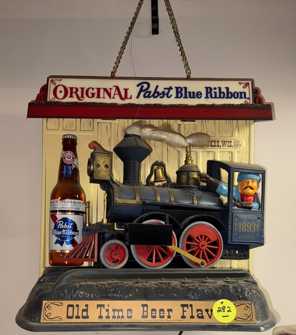 Pabst Blue Ribbon, Old Time Beer Flavor: Train and Conductor, 16 high x 15" wide