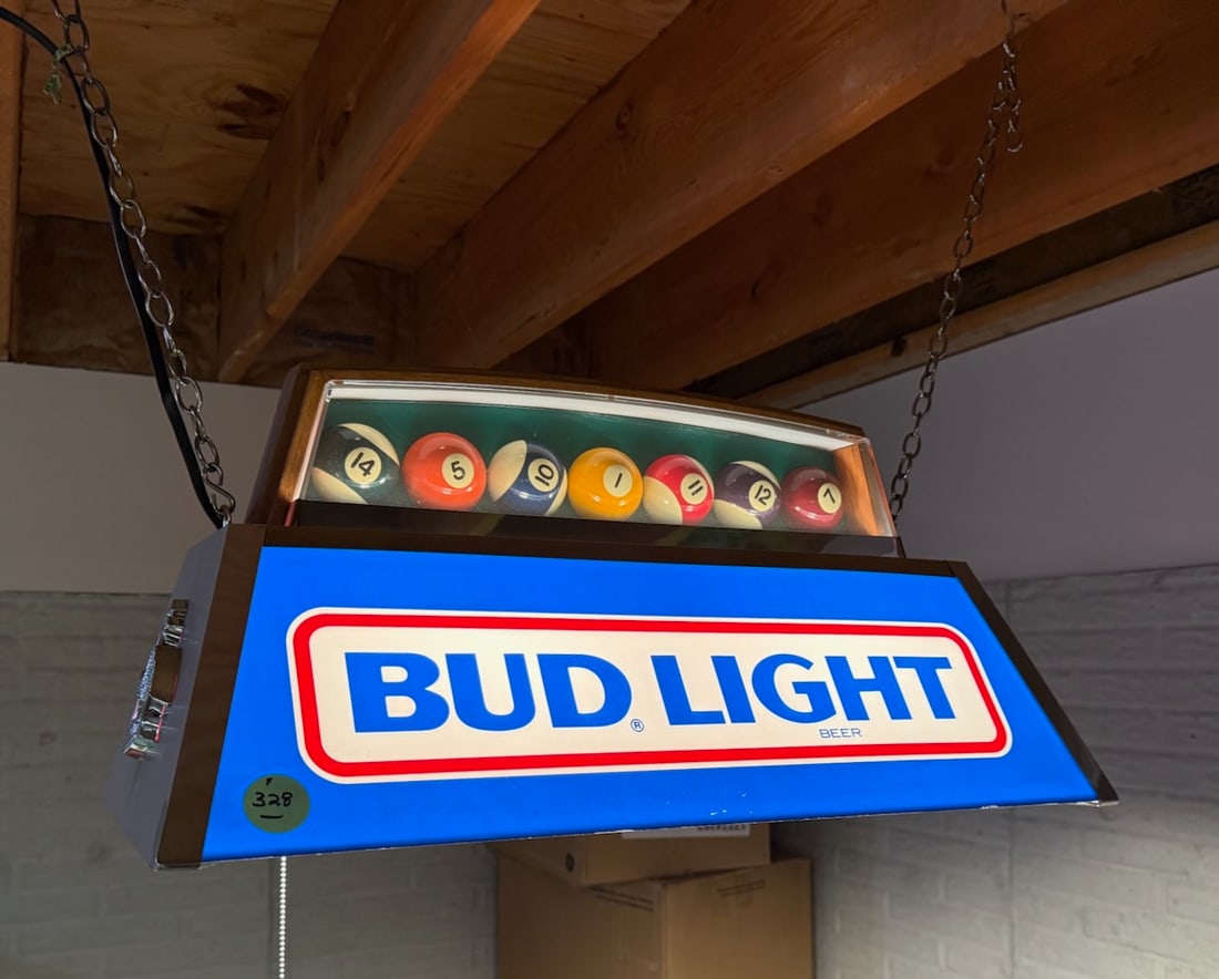 Bud Light Billiard Table Light and Sign (1 of 1)