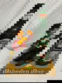 Heineken Beer Table Model Sign and Bottle