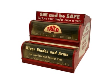 Vintage Trico Wiper Blades & Arms and Solvent Store Display Cabinet