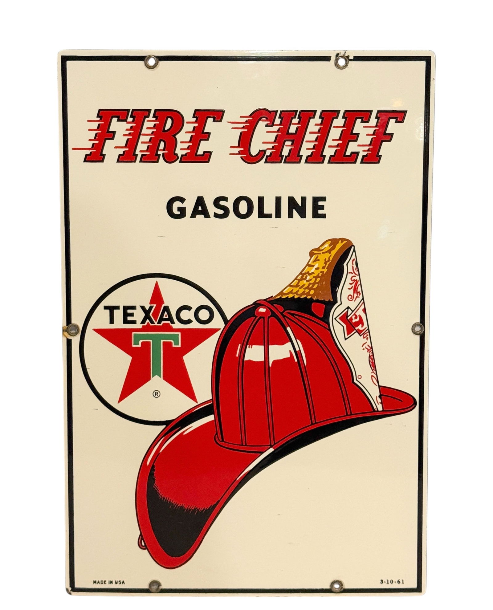 1961 Texaco Fire Chief Gas Pump Plate Porcelain Sign Original (1 of 4)