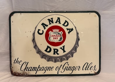 Canada Dry Beverages Ginger Ale Bottle Cap Soda SST Embossed Sign