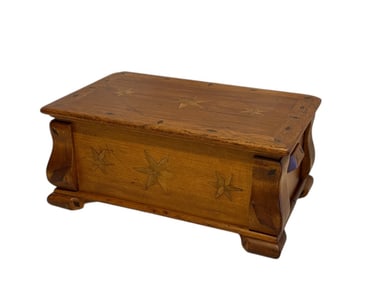 Antique Marquetry Wood Document Box with Hexagram's Mystical Properties