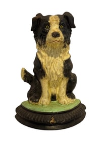 Cast Iron Border Collie Dog Door Stop