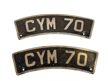 Original Pair British CYM 70 Motorcycle license plate