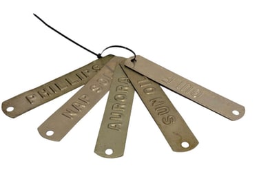 Group of Gulf Gas Pump Metal Tags