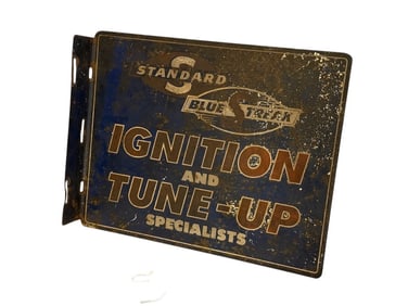 Standard Blue Streak Ignition and Tune-Up Metal Flange Sign