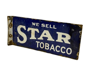1920's Star Tobacco Double Sided Porcelain Flange Sign