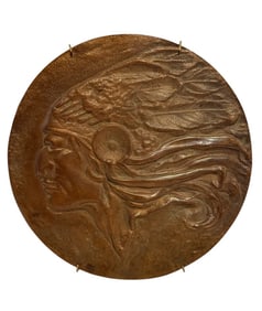 Original Cast Bronze Indian Chief Wall Hanger