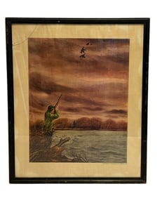 Original 1945 Remington Arms Co. Duck Hunting Print By George Kanelous