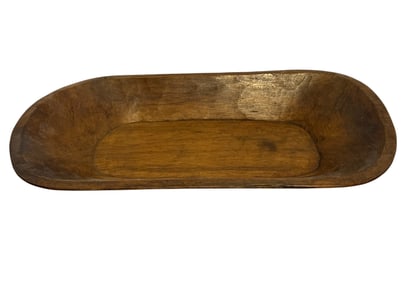 Large Rectangle Carved Wood Dough Bowl