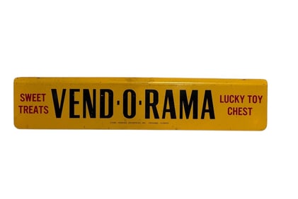 Original 1950's Vend-O-Rama Sweet Treats & Toy Chest Sign Chicago, Ill.