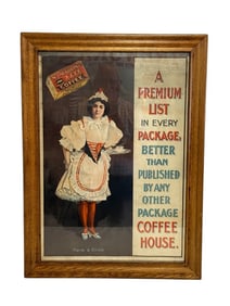 Vintage 1899 McLaughlin’s Coffee Co. Lithograph Sign American Litho Ny