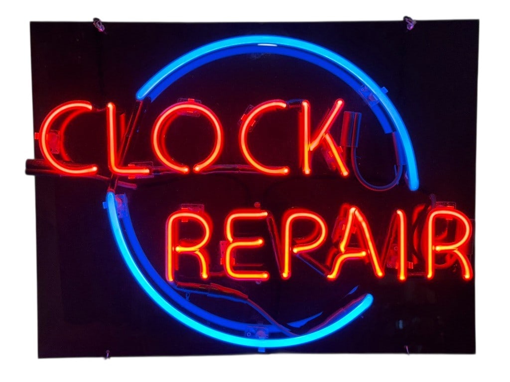 Clock Repair Neon Advertising Sign (1 of 2)