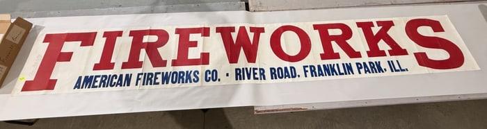 Original 1938 American Fireworks Banner / Sign Franklin Park Ill Pre Ban